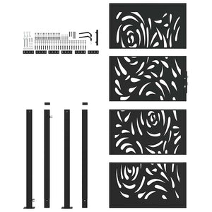 Gartentor Schwarz 100x200 cm Stahl Flammendesign