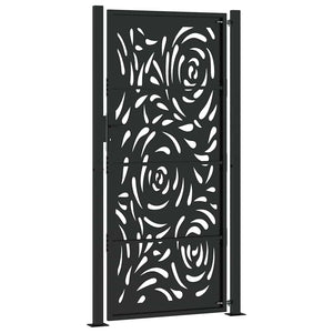 Gartentor Schwarz 100x200 cm Stahl Flammendesign