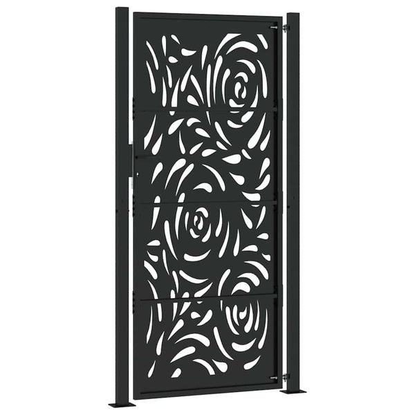 Gartentor Schwarz 100x200 cm Stahl Flammendesign