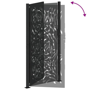 Gartentor Schwarz 100x200 cm Stahl Flammendesign