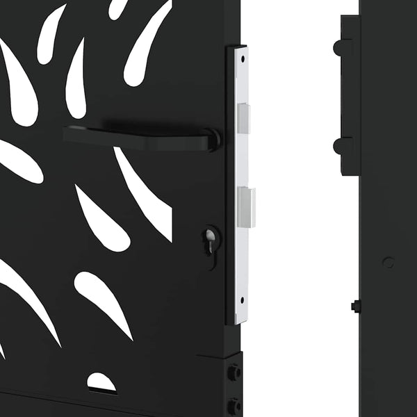Gartentor Schwarz 100x200 cm Stahl Flammendesign