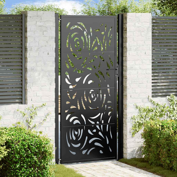 Gartentor Schwarz 100x200 cm Stahl Flammendesign
