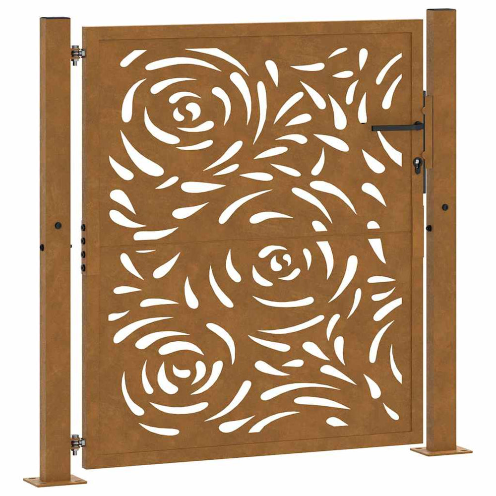 Gartentor 100x100 cm Verwitterungsstahl Flammendesign