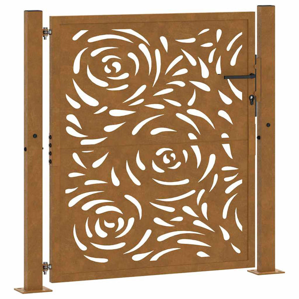 Gartentor 100x100 cm Verwitterungsstahl Flammendesign