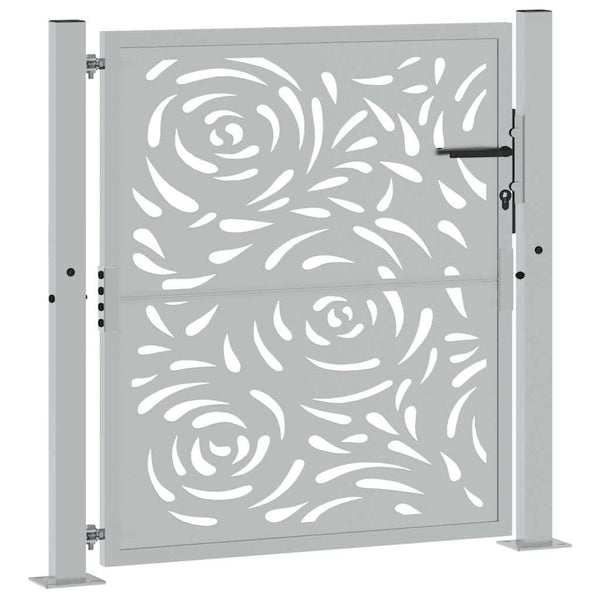 Gartentor 100x100 cm Verwitterungsstahl Flammendesign