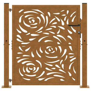 Gartentor 100x100 cm Verwitterungsstahl Flammendesign