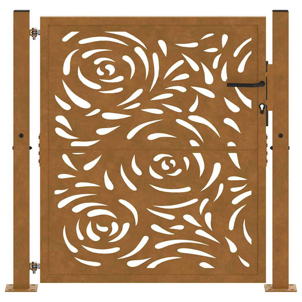 Gartentor 100x100 cm Verwitterungsstahl Flammendesign