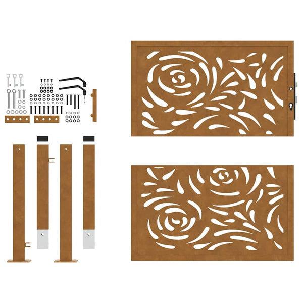 Gartentor 100x100 cm Verwitterungsstahl Flammendesign