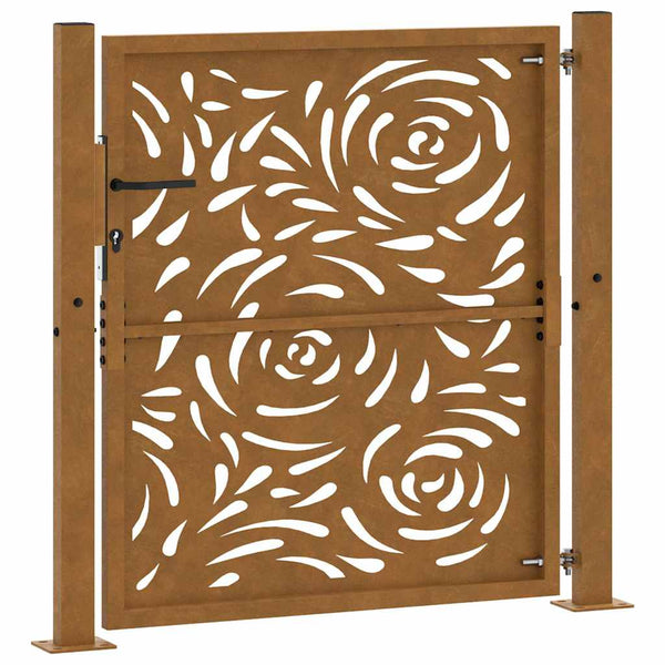 Gartentor 100x100 cm Verwitterungsstahl Flammendesign