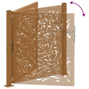 Gartentor 100x100 cm Verwitterungsstahl Flammendesign