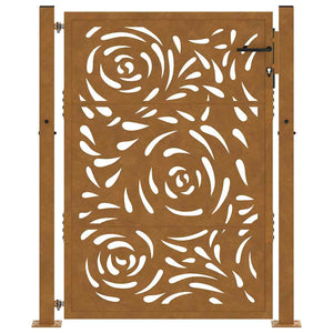 Gartentor 100x125cm Verwitterungsstahl Flammendesign