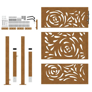 Gartentor 100x125cm Verwitterungsstahl Flammendesign