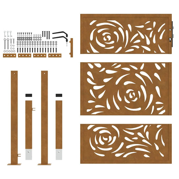 Gartentor 100x125cm Verwitterungsstahl Flammendesign