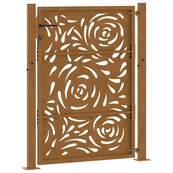 Gartentor 100x125cm Verwitterungsstahl Flammendesign