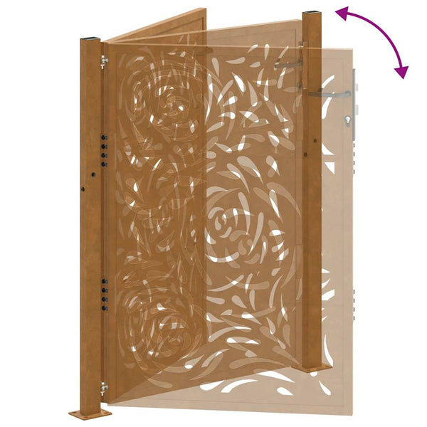 Gartentor 100x125cm Verwitterungsstahl Flammendesign
