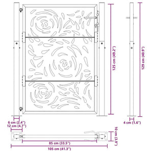 Gartentor 100x125cm Verwitterungsstahl Flammendesign