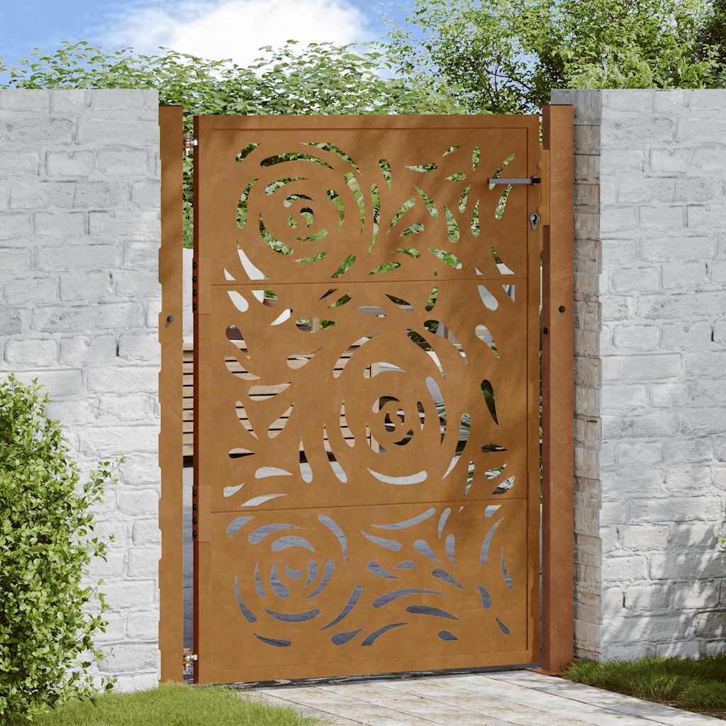 Gartentor 100x125cm Verwitterungsstahl Flammendesign