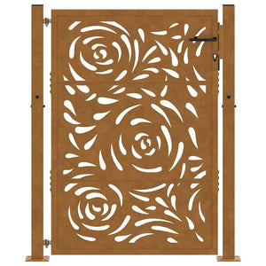 Gartentor 100x150cm Verwitterungsstahl Flammendesign