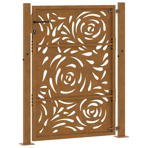 Gartentor 100x150cm Verwitterungsstahl Flammendesign