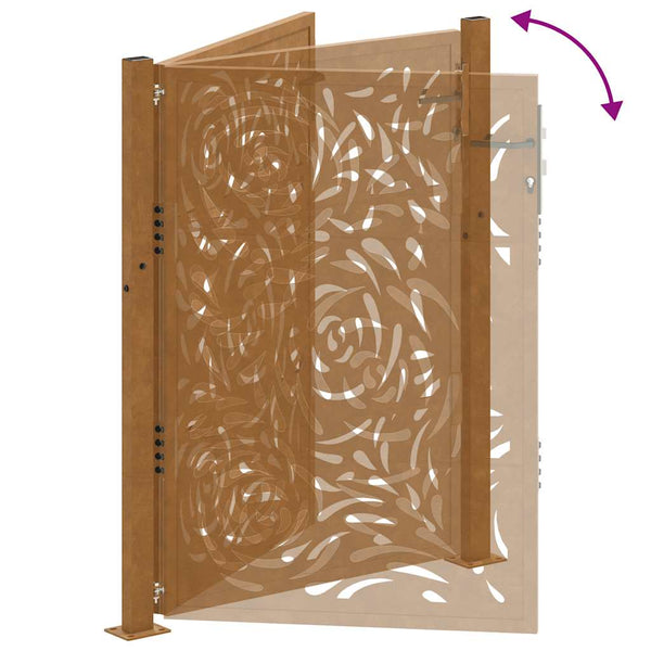 Gartentor 100x150cm Verwitterungsstahl Flammendesign
