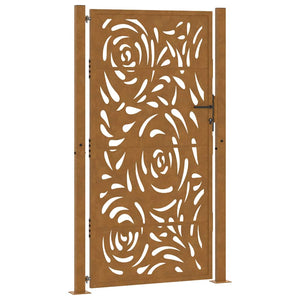 Gartentor 100x175 cm Verwitterungsstahl Flammendesign