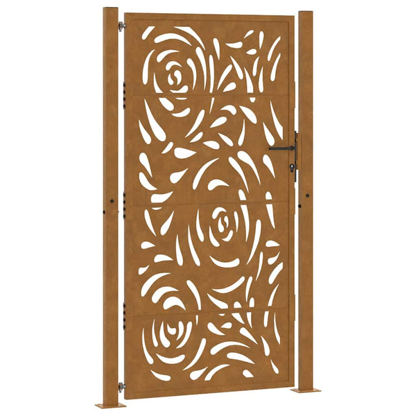 Gartentor 100x175 cm Verwitterungsstahl Flammendesign