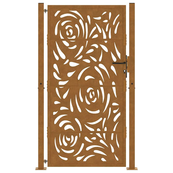 Gartentor 100x175 cm Verwitterungsstahl Flammendesign