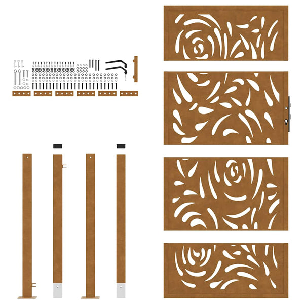 Gartentor 100x175 cm Verwitterungsstahl Flammendesign