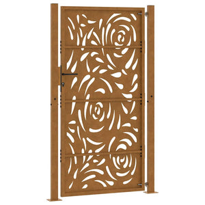 Gartentor 100x175 cm Verwitterungsstahl Flammendesign
