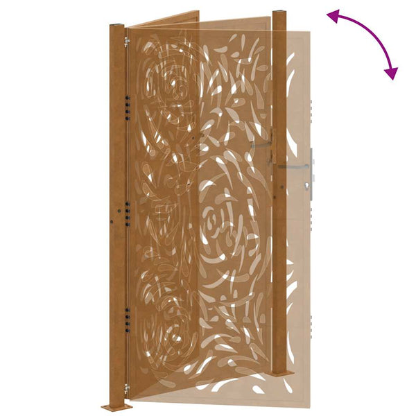 Gartentor 100x175 cm Verwitterungsstahl Flammendesign