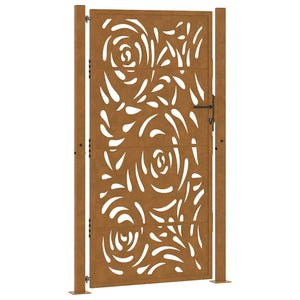 Gartentor 100x200 cm Verwitterungsstahl Flammendesign