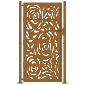 Gartentor 100x200 cm Verwitterungsstahl Flammendesign