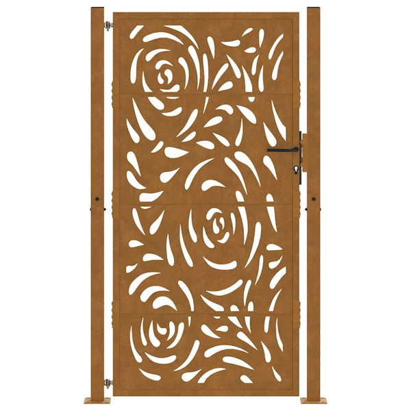 Gartentor 100x200 cm Verwitterungsstahl Flammendesign
