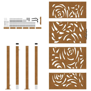 Gartentor 100x200 cm Verwitterungsstahl Flammendesign