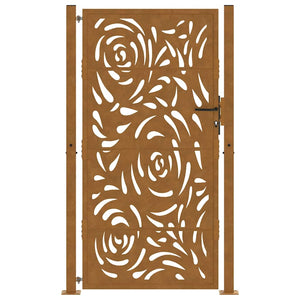 Gartentor 100x200 cm Verwitterungsstahl Flammendesign