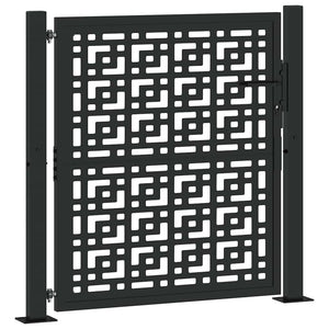 Schwarzes Gartentor 100x100 cm Stahl Kreuz Design