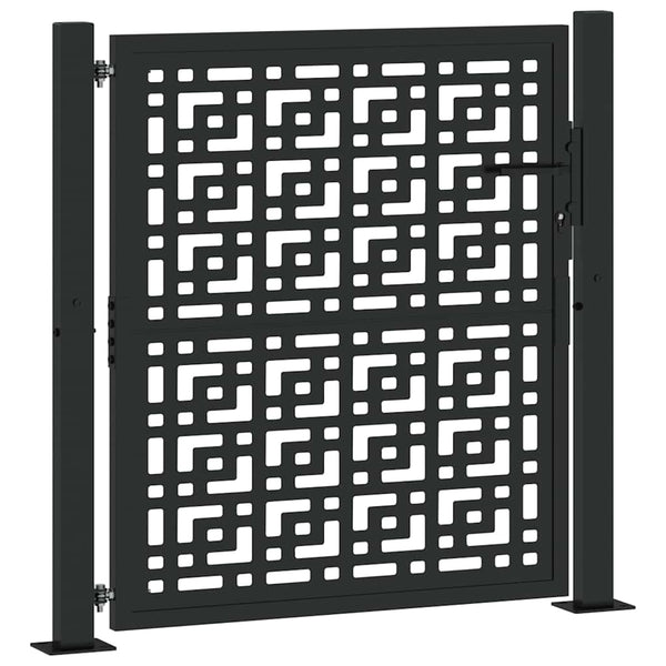 Schwarzes Gartentor 100x100 cm Stahl Kreuz Design