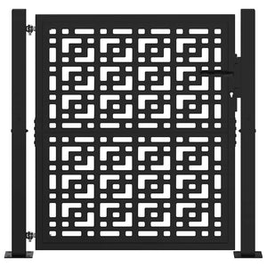 Schwarzes Gartentor 100x100 cm Stahl Kreuz Design