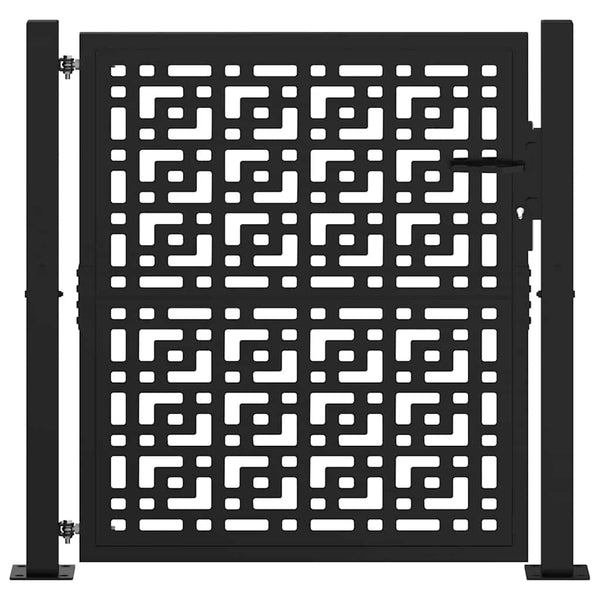 Schwarzes Gartentor 100x100 cm Stahl Kreuz Design