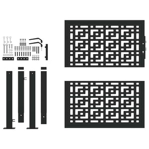 Schwarzes Gartentor 100x100 cm Stahl Kreuz Design