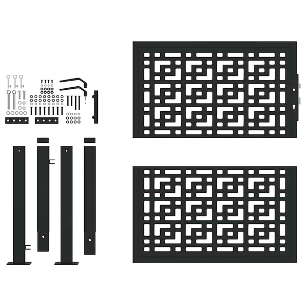 Schwarzes Gartentor 100x100 cm Stahl Kreuz Design