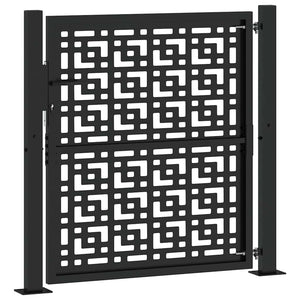 Schwarzes Gartentor 100x100 cm Stahl Kreuz Design