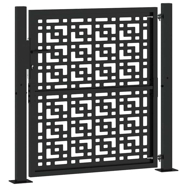 Schwarzes Gartentor 100x100 cm Stahl Kreuz Design