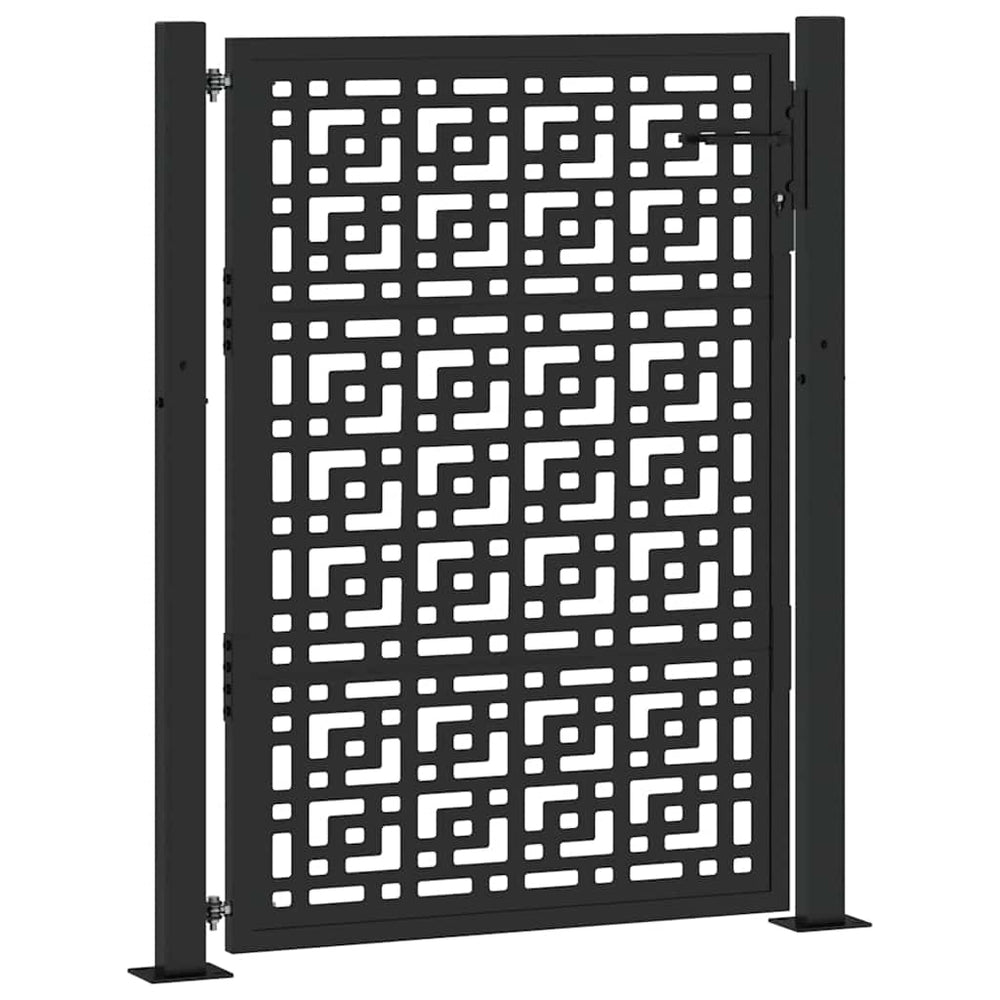 Gartentor Schwarz 100x125 cm Stahl Kreuz-Design