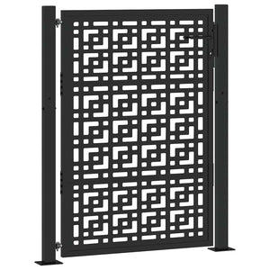 Gartentor Schwarz 100x125 cm Stahl Kreuz-Design