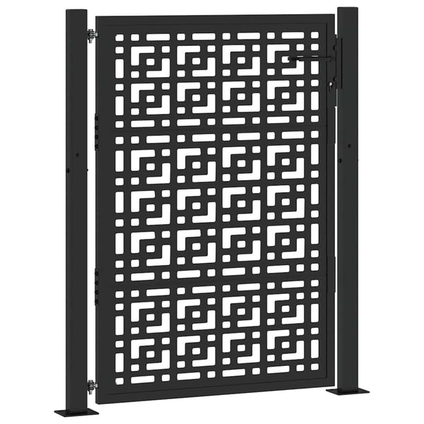 Gartentor Schwarz 100x125 cm Stahl Kreuz-Design