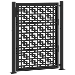 Gartentor Schwarz 100x125 cm Stahl Kreuz-Design