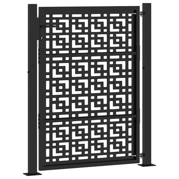 Gartentor Schwarz 100x125 cm Stahl Kreuz-Design