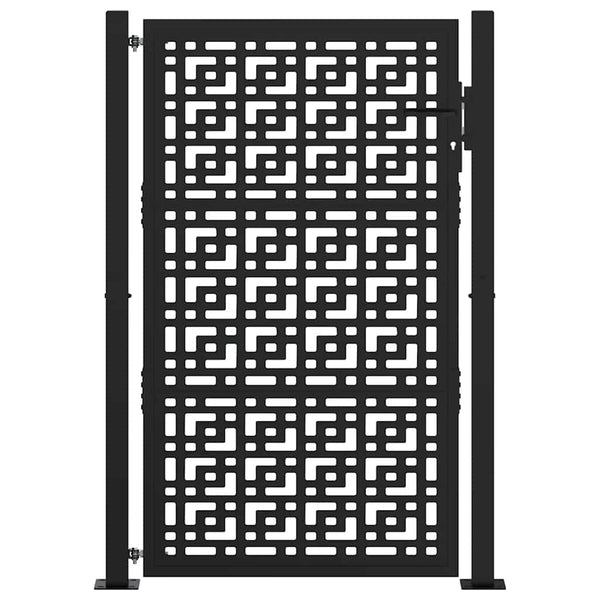 Schwarzes Gartentor 100x150 cm Stahl Kreuz-Design