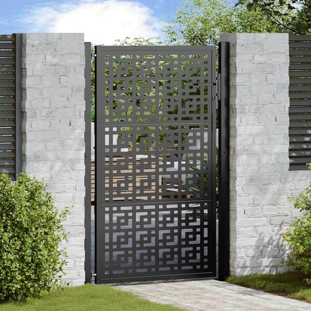 Schwarzes Gartentor 100x150 cm Stahl Kreuz-Design